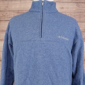 Columbia Sweater Mens 2XL XXL Blue Heather 1/4 Zip Pullover Fleece Mock Neck